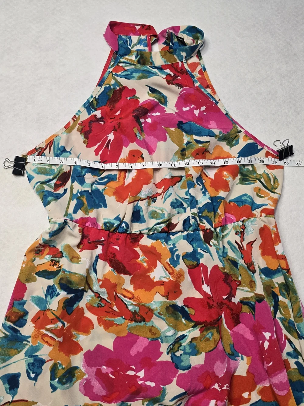 SHEIN Floral Halter Maxi Dress in Pink, Orange & Blue 1XL